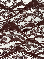 Antique Japanese Katagami Kimono Paper Stencil Mountain Forest Flowers 4Y493
