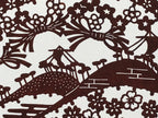 Antique Japanese Katagami Kimono Paper Stencil Mountain Forest Flowers 4Y493