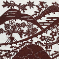 Antique Japanese Katagami Kimono Paper Stencil Mountain Forest Flowers 4Y493
