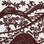 Antique Japanese Katagami Kimono Paper Stencil Mountain Forest Flowers 4Y493