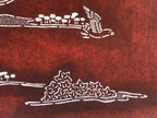 Antique Japanese Katagami Kimono Paper Stencil Mountain Village Bird 4Y485
