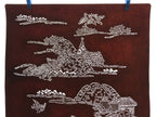 Antique Japanese Katagami Kimono Paper Stencil Mountain Village Bird 4Y485