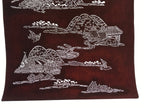 Antique Japanese Katagami Kimono Paper Stencil Mountain Village Bird 4Y485