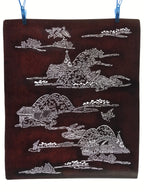 Antique Japanese Katagami Kimono Paper Stencil Mountain Village Bird 4Y485