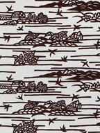 Antique Japanese Katagami Kimono Paper Stencil Mountain Village Hydrangea 4Y479