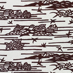 Antique Japanese Katagami Kimono Paper Stencil Mountain Village Hydrangea 4Y479
