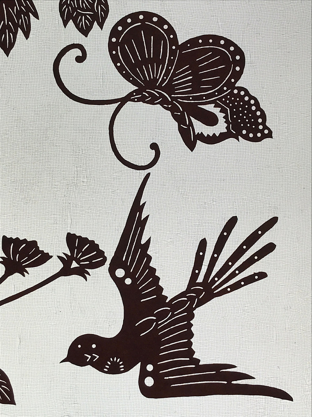 Antique Japanese Katagami Kimono Paper Stencil Peony Flower Butterfly 4Y480