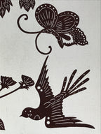 Antique Japanese Katagami Kimono Paper Stencil Peony Flower Butterfly 4Y480