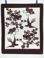 Antique Japanese Katagami Kimono Paper Stencil Peony Flower Butterfly 4Y480