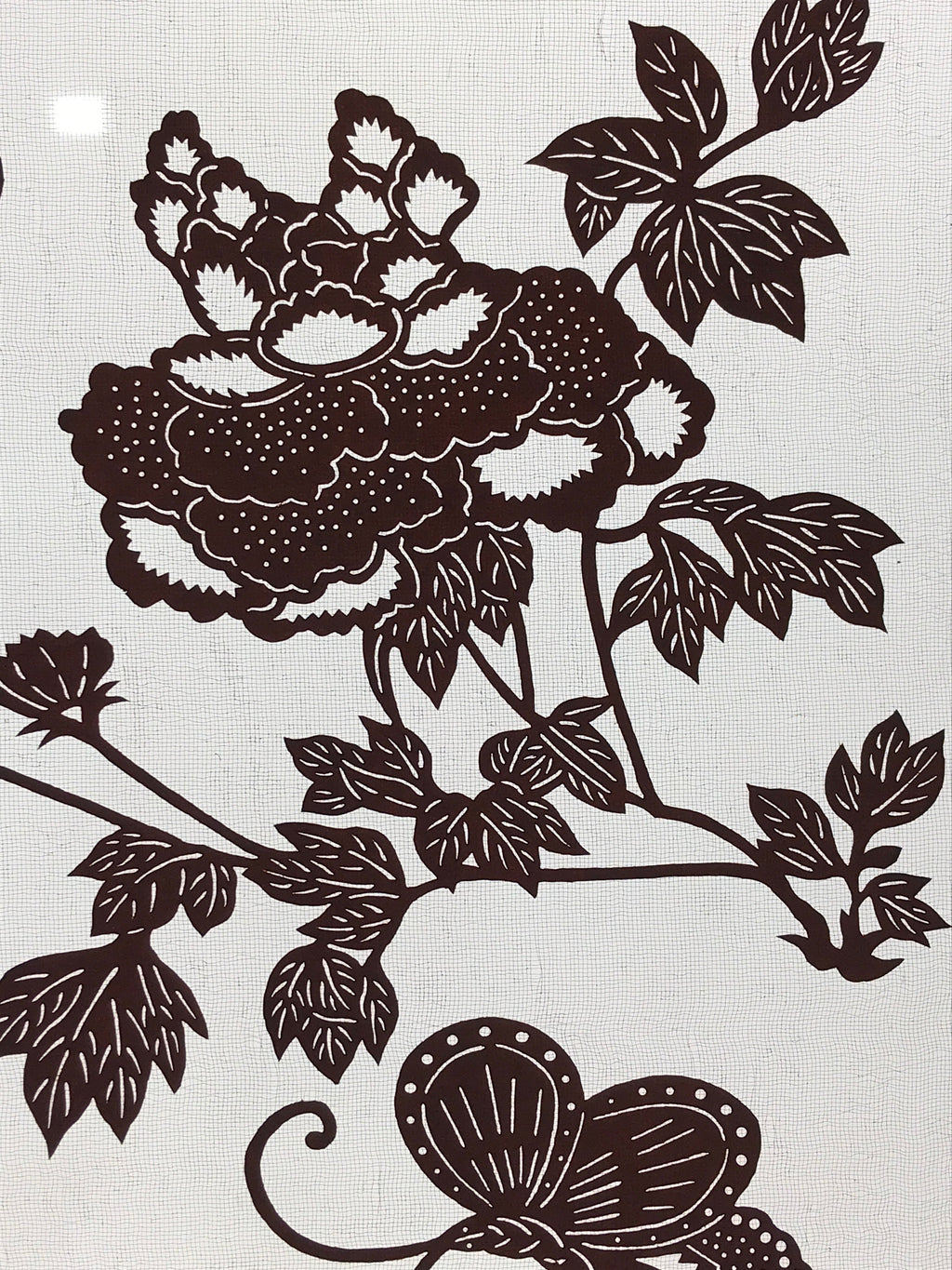 Antique Japanese Katagami Kimono Paper Stencil Peony Flower Butterfly 4Y480