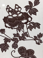 Antique Japanese Katagami Kimono Paper Stencil Peony Flower Butterfly 4Y480