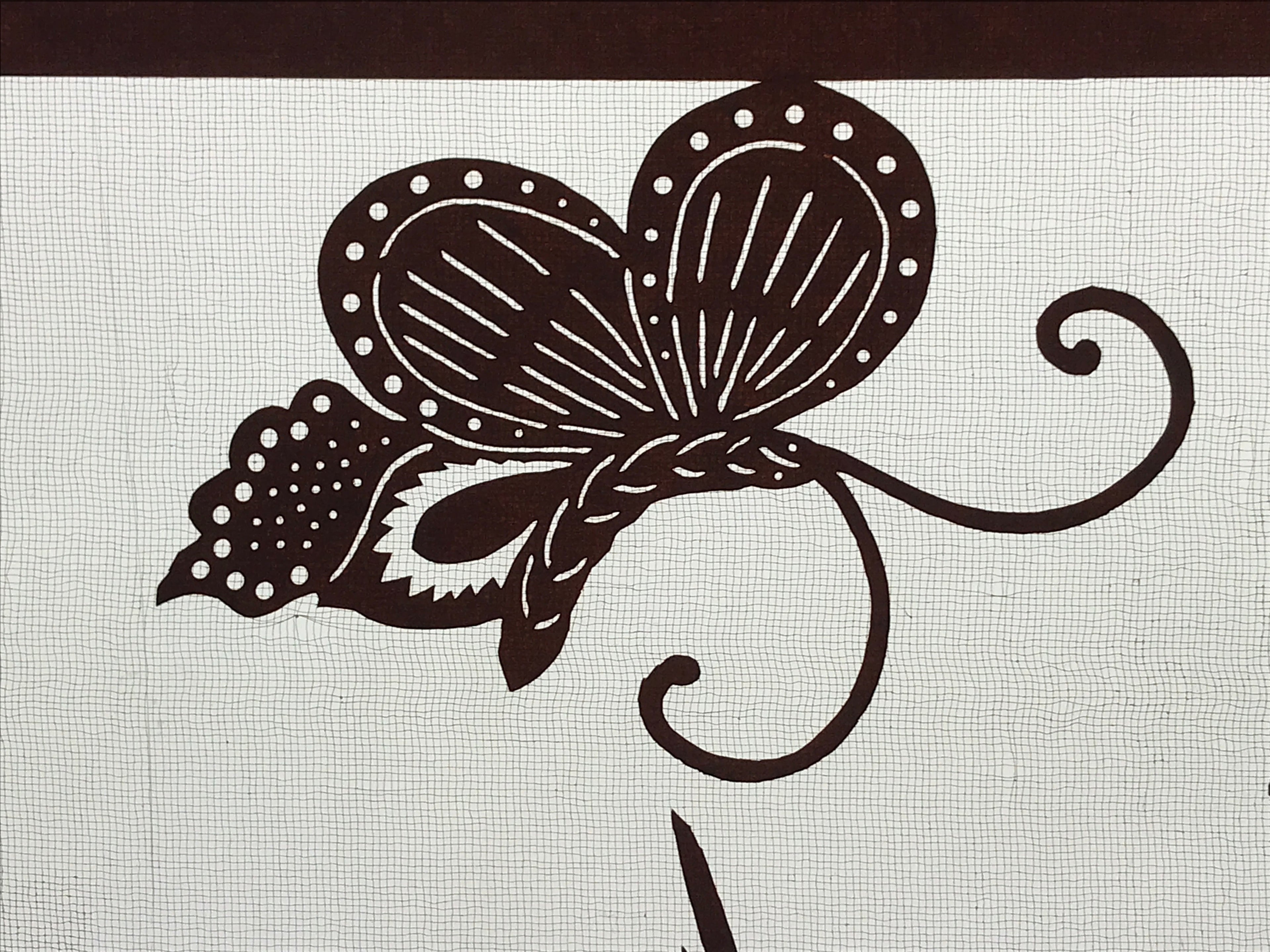 Antique Japanese Katagami Kimono Paper Stencil Peony Flower Butterfly 4Y480