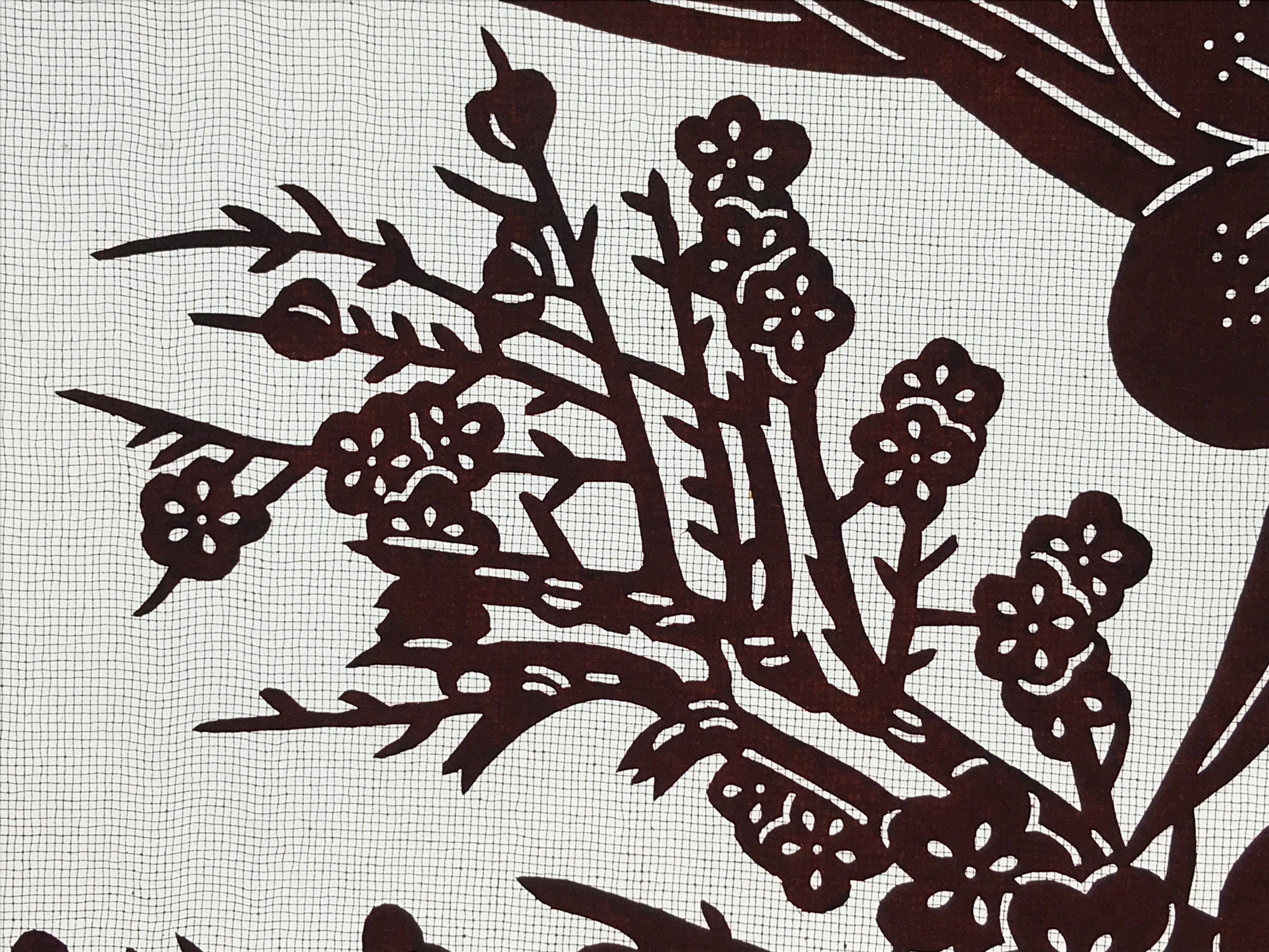 Antique Japanese Katagami Kimono Paper Stencil Plum Blossom Bamboo 4Y470