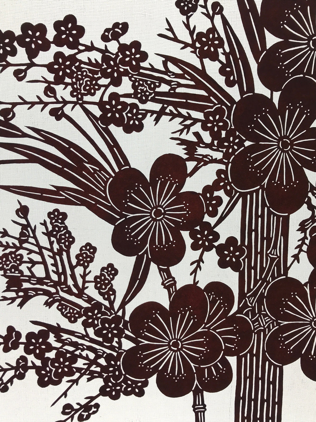 Antique Japanese Katagami Kimono Paper Stencil Plum Blossom Bamboo 4Y470