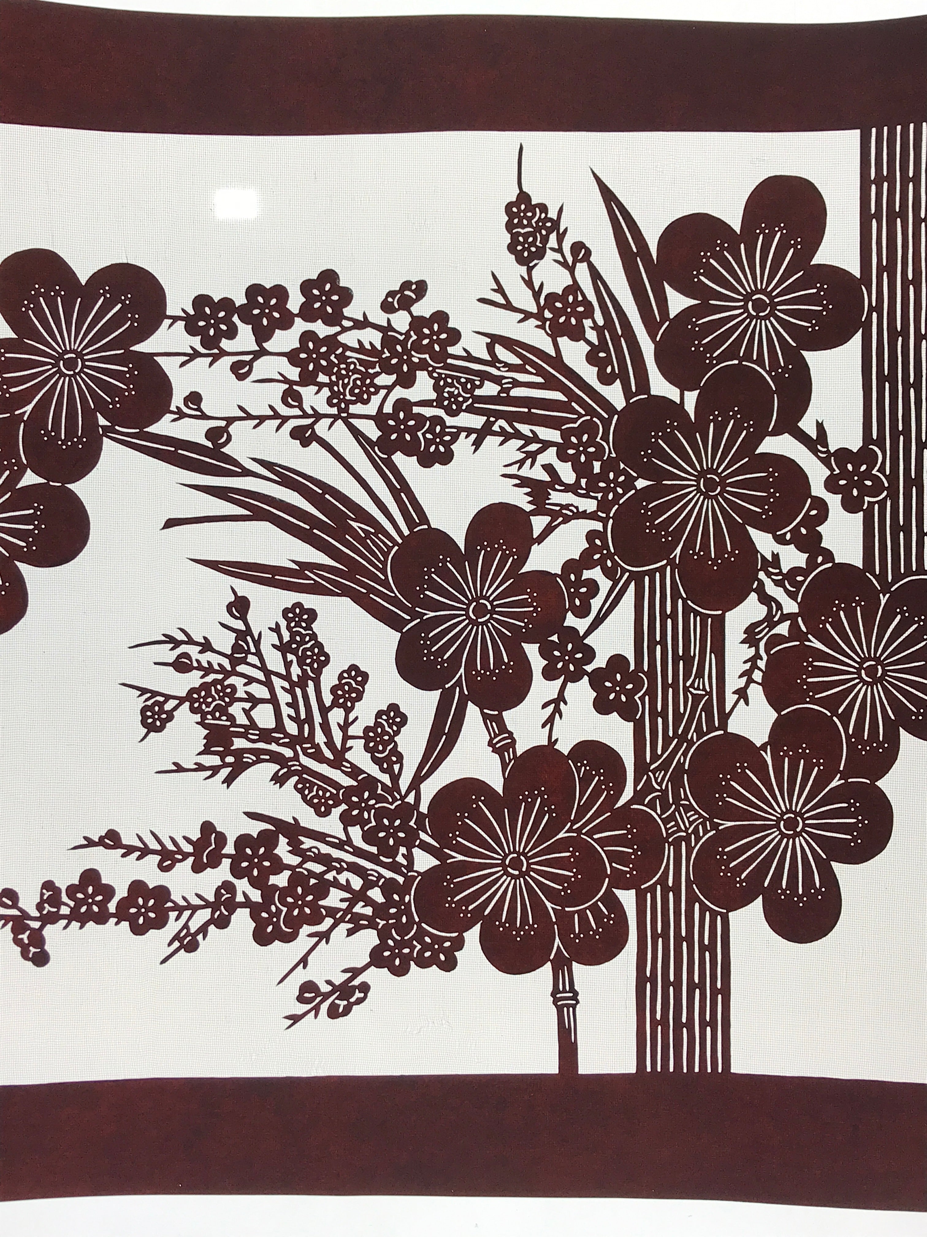 Antique Japanese Katagami Kimono Paper Stencil Plum Blossom Bamboo 4Y470