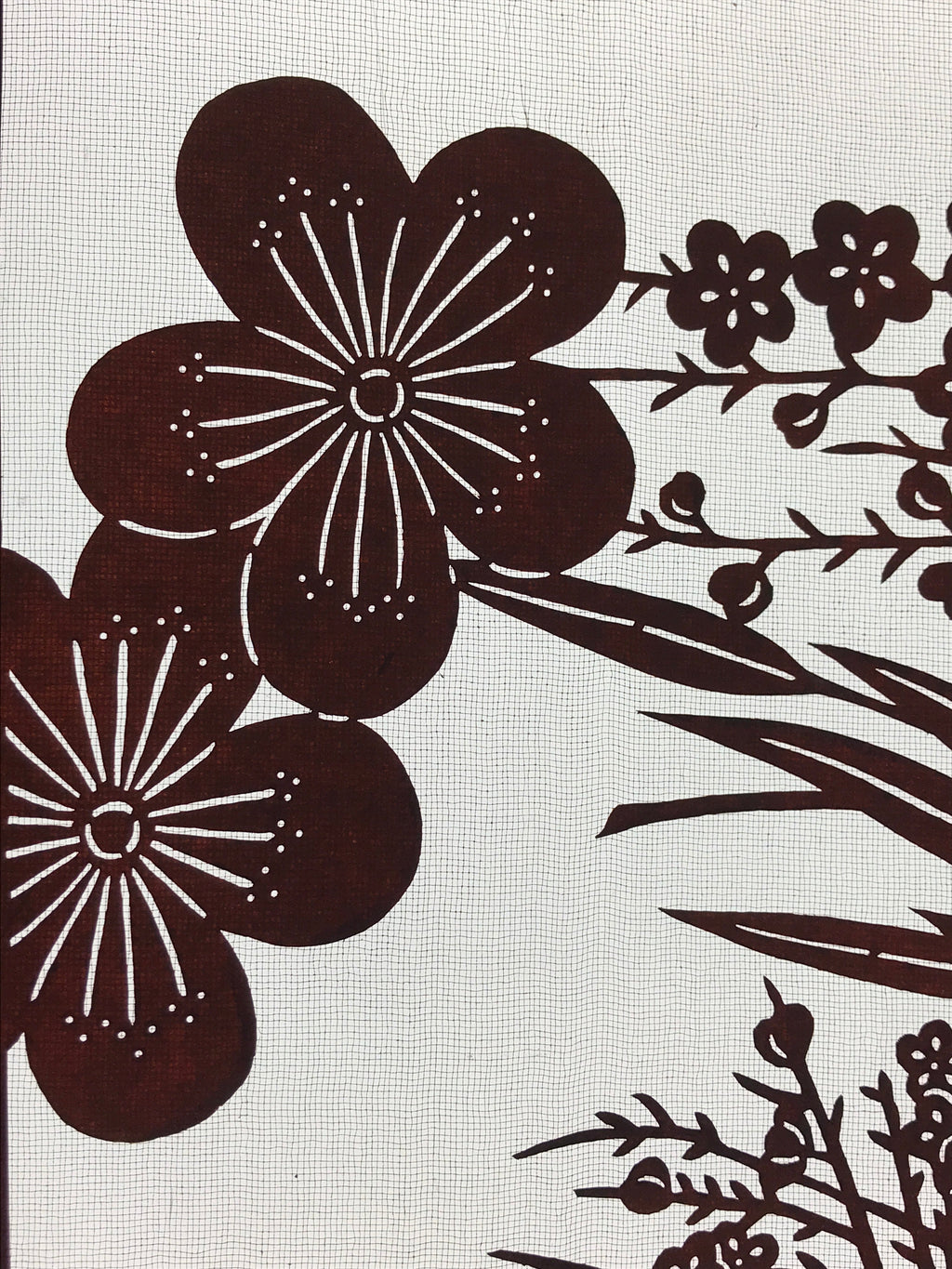 Antique Japanese Katagami Kimono Paper Stencil Plum Blossom Bamboo 4Y470