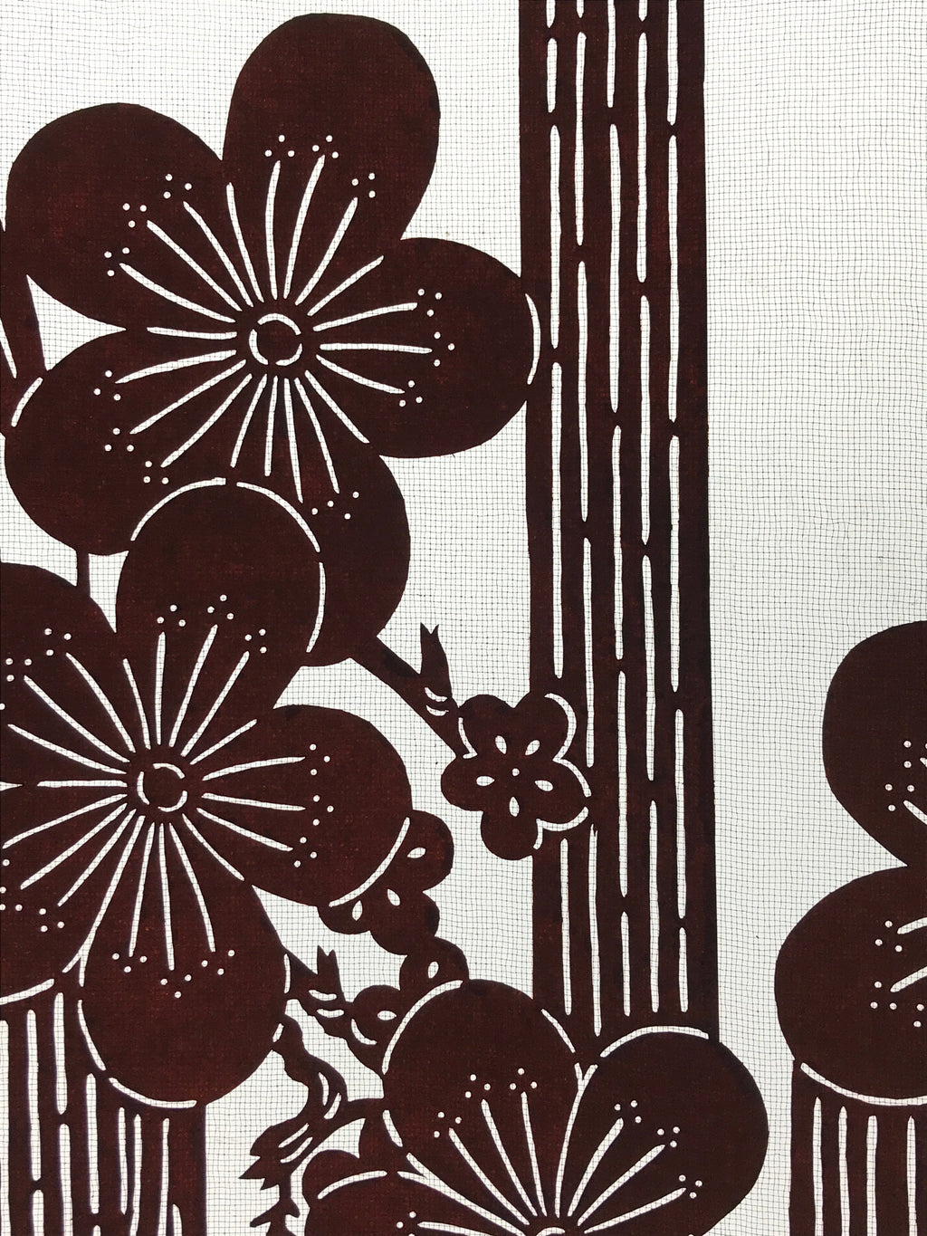 Antique Japanese Katagami Kimono Paper Stencil Plum Blossom Bamboo 4Y470