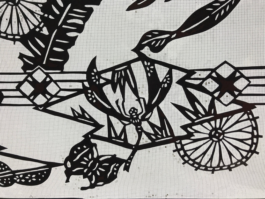 Antique Japanese Katagami Kimono Paper Stencil Summer Dragonfly 4Y475