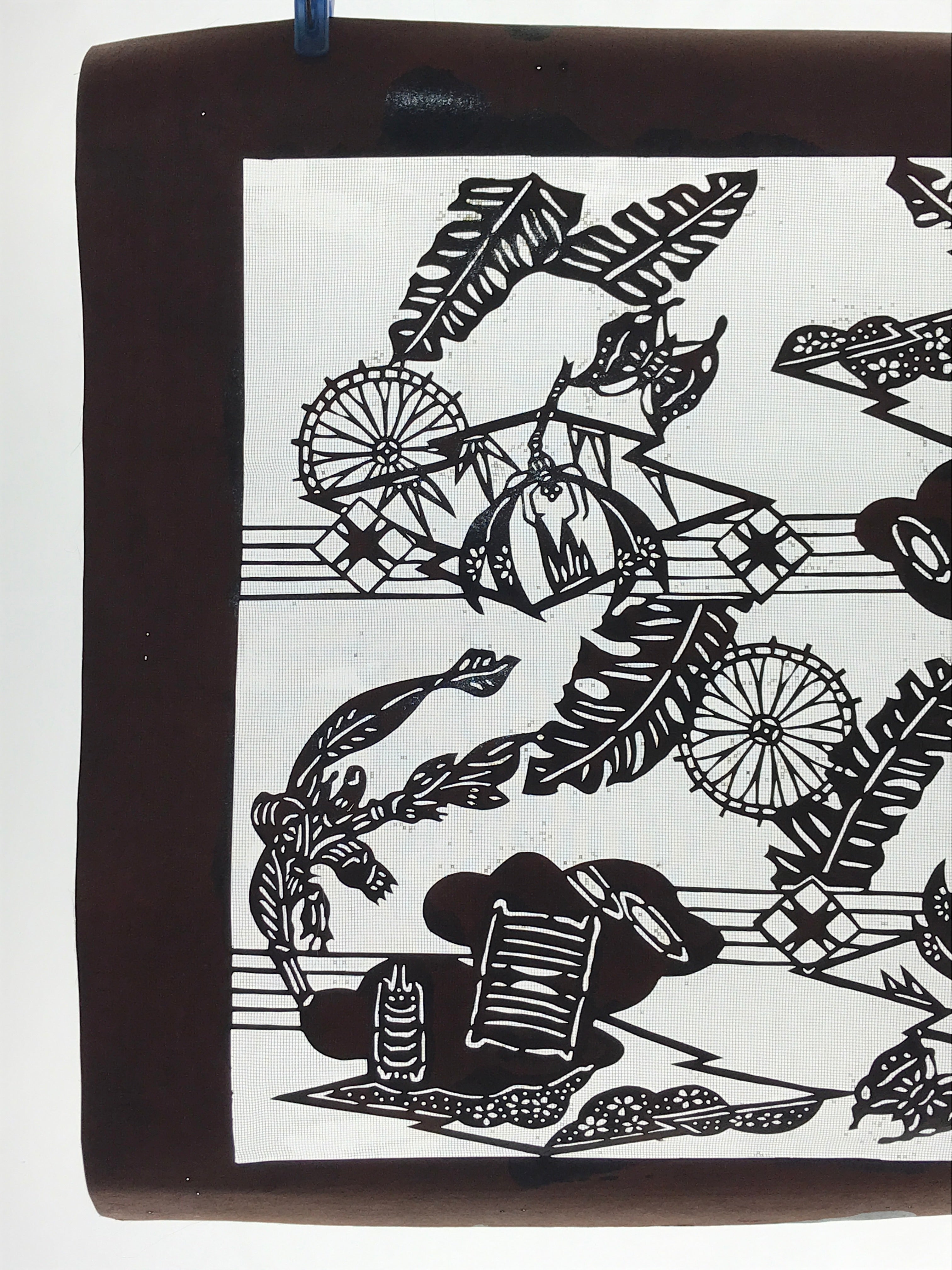 Antique Japanese Katagami Kimono Paper Stencil Summer Dragonfly 4Y475