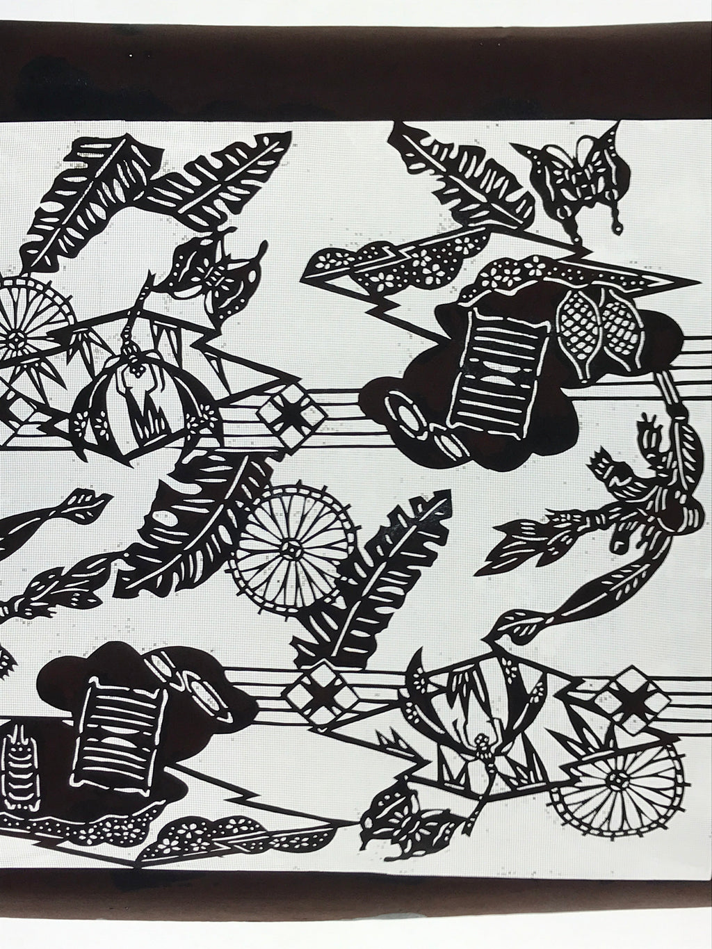 Antique Japanese Katagami Kimono Paper Stencil Summer Dragonfly 4Y475