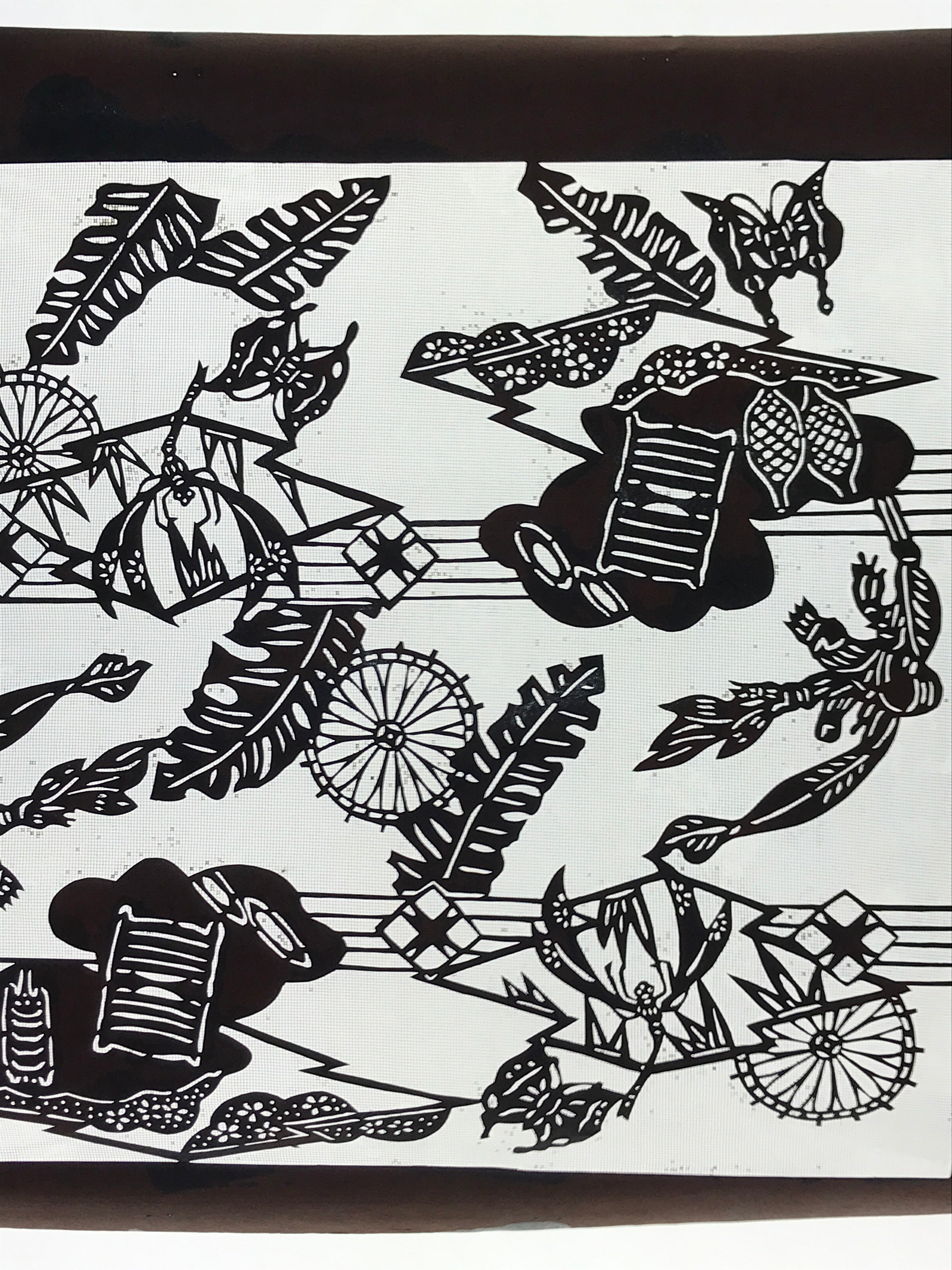 Antique Japanese Katagami Kimono Paper Stencil Summer Dragonfly 4Y475