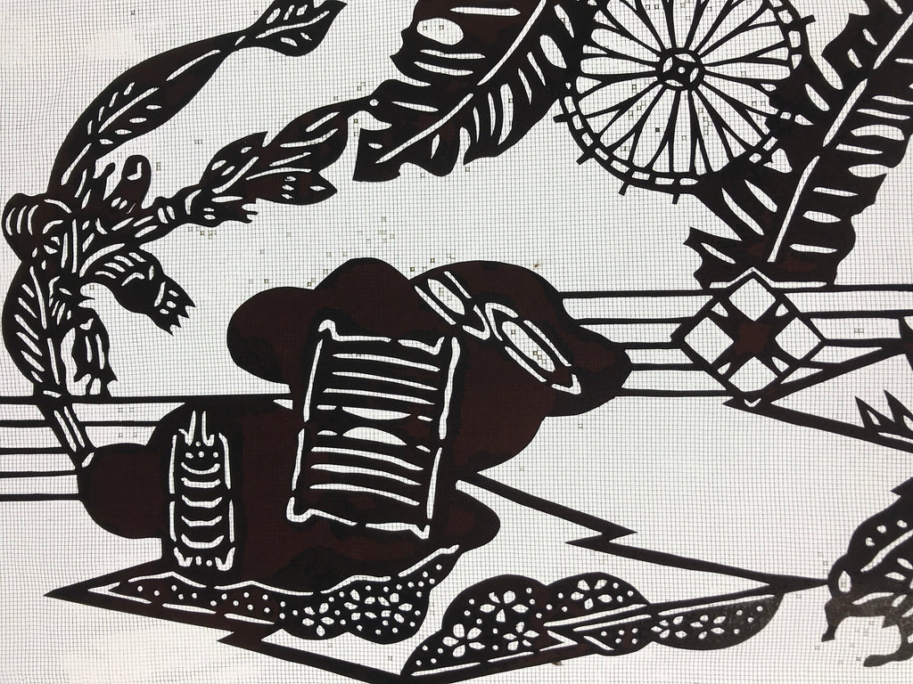 Antique Japanese Katagami Kimono Paper Stencil Summer Dragonfly 4Y475