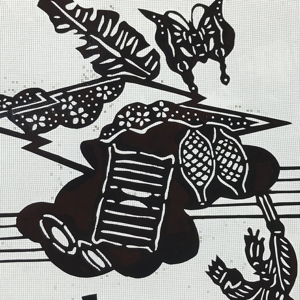 Antique Japanese Katagami Kimono Paper Stencil Summer Dragonfly 4Y475