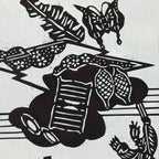 Antique Japanese Katagami Kimono Paper Stencil Summer Dragonfly 4Y475