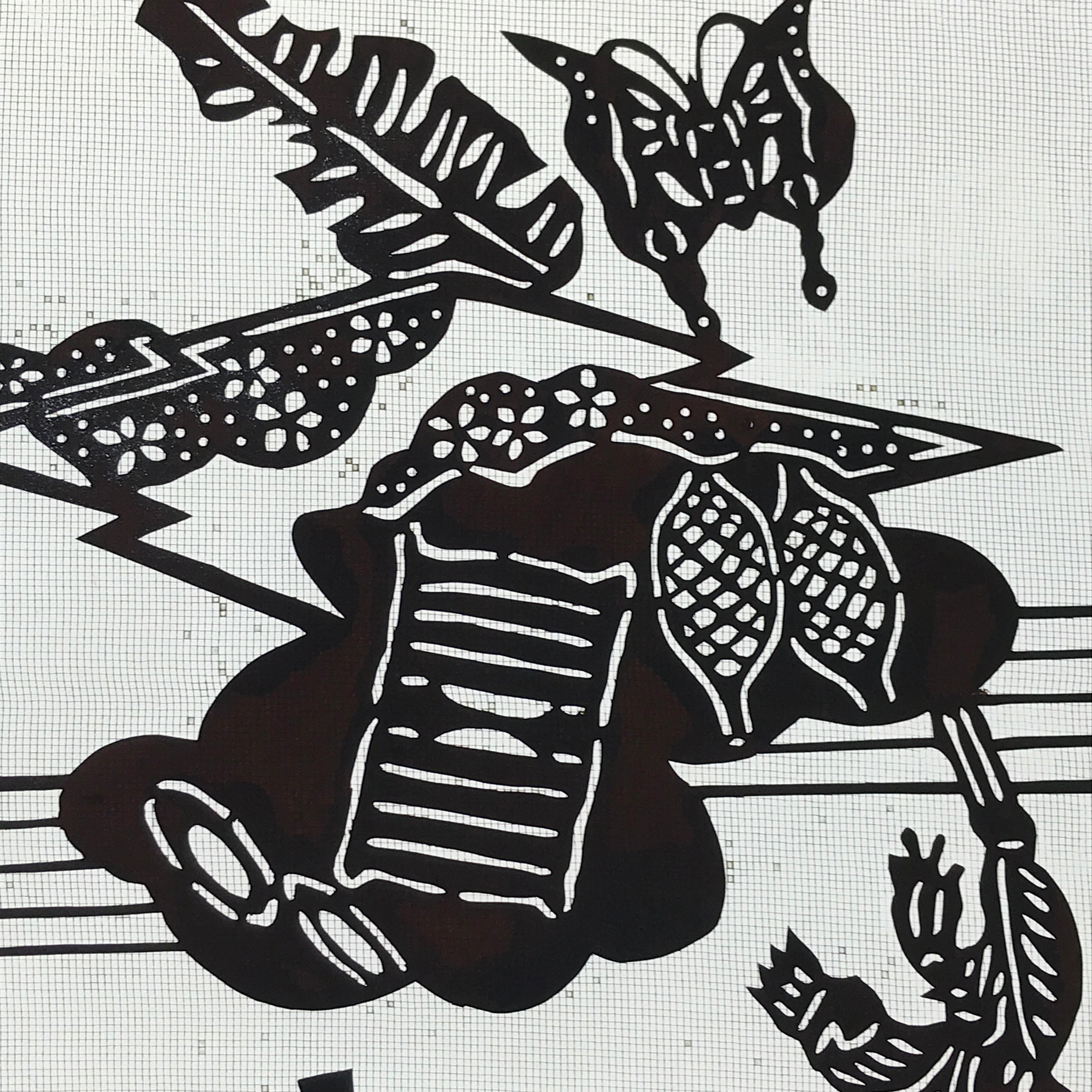 Antique Japanese Katagami Kimono Paper Stencil Summer Dragonfly 4Y475