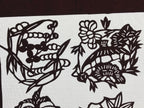 Antique Japanese Katagami Kimono Paper Stencil Village Life Flowers 4Y492
