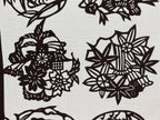 Antique Japanese Katagami Kimono Paper Stencil Village Life Flowers 4Y492