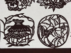 Antique Japanese Katagami Kimono Paper Stencil Village Life Flowers 4Y492