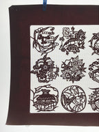 Antique Japanese Katagami Kimono Paper Stencil Village Life Flowers 4Y492