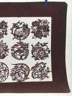 Antique Japanese Katagami Kimono Paper Stencil Village Life Flowers 4Y492