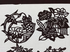 Antique Japanese Katagami Kimono Paper Stencil Village Life Flowers 4Y492