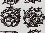 Antique Japanese Katagami Kimono Paper Stencil Village Life Flowers 4Y492