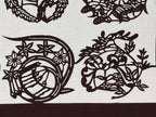 Antique Japanese Katagami Kimono Paper Stencil Village Life Flowers 4Y492