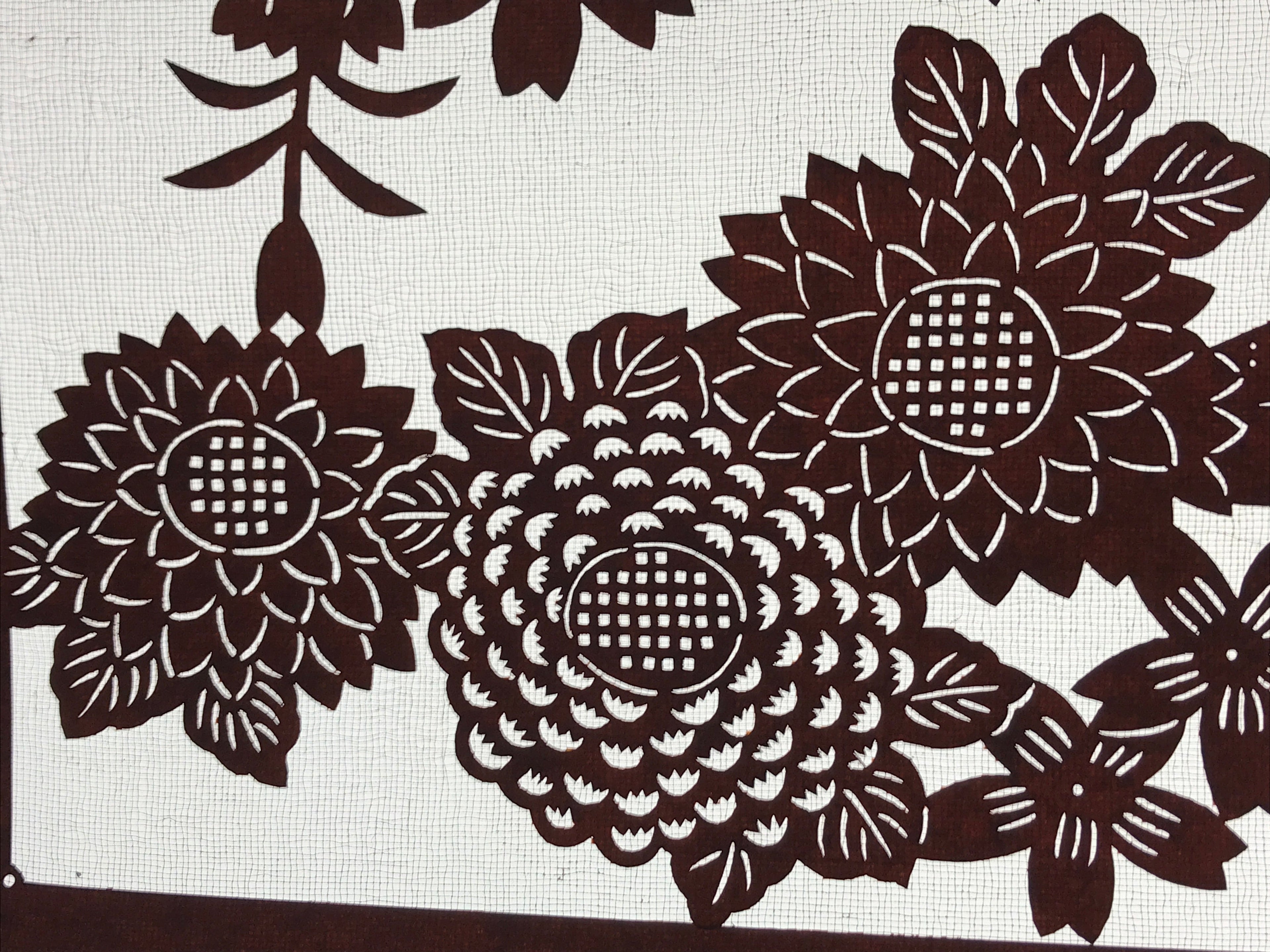 Antique Japanese Katagami Kimono Stencil Cherry Blossom Chrysanthemum 4Y496