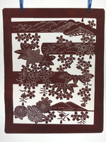 Antique Japanese Katagami Kimono Stencil Cherry Blossom Chrysanthemum 4Y496