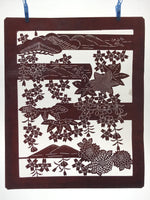 Antique Japanese Katagami Kimono Stencil Cherry Blossom Chrysanthemum 4Y496