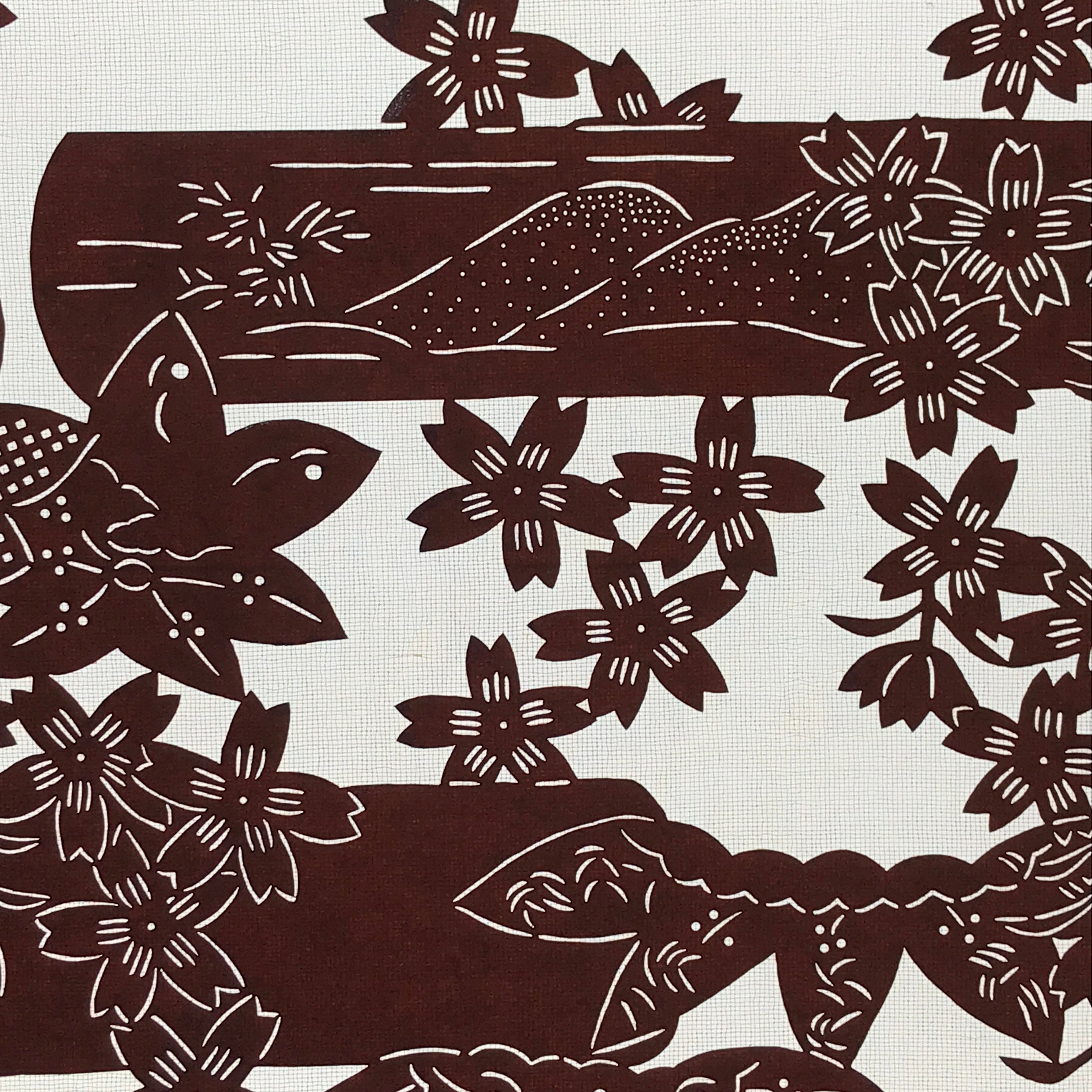 Antique Japanese Katagami Kimono Stencil Cherry Blossom Chrysanthemum 4Y496