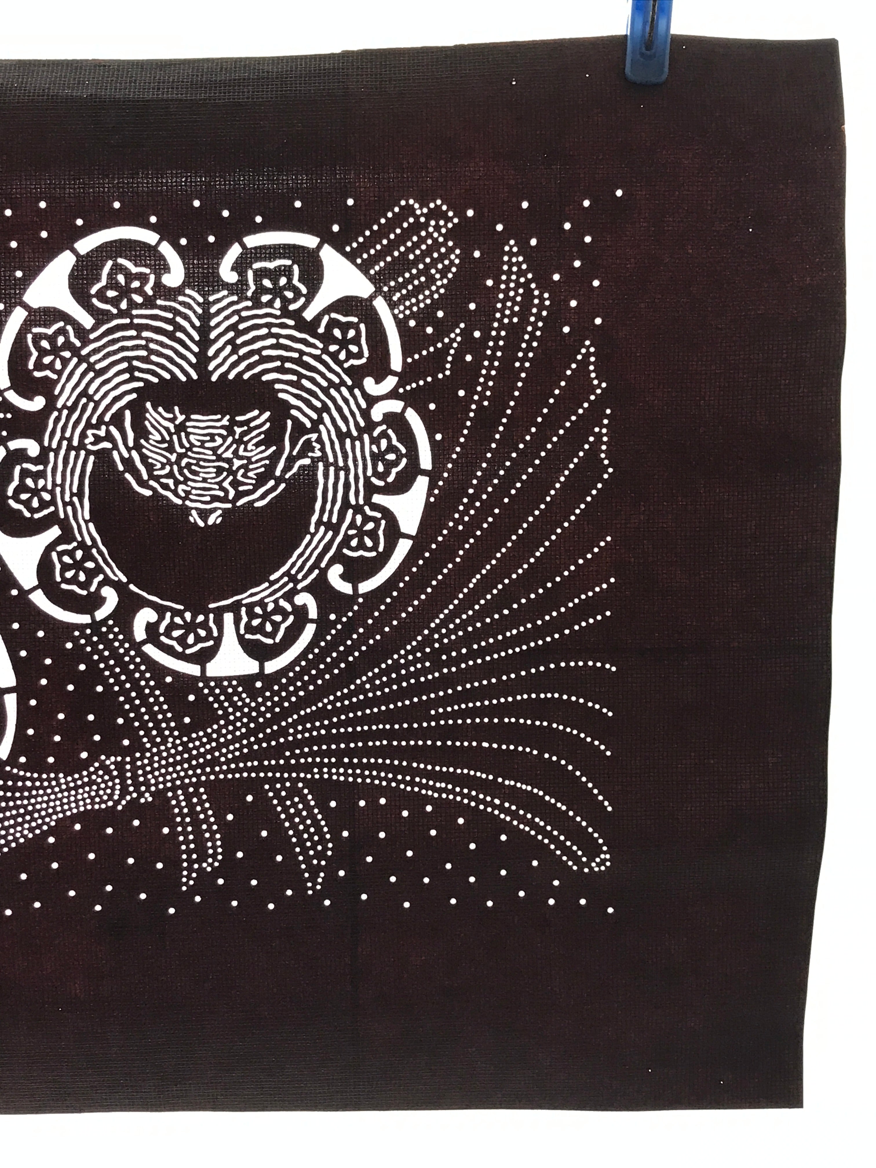 Antique Japanese Katagami Kimono Stencil Crane Bird Minogame Turtle Crest A633