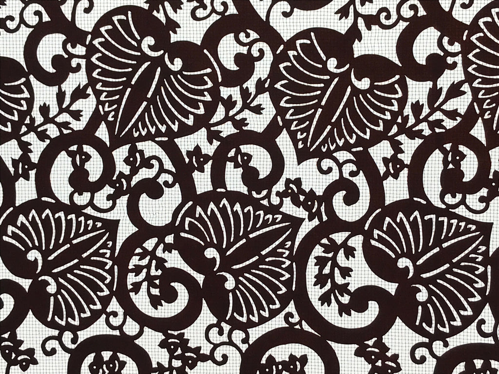 Antique Japanese Katagami Kimono Stencil Karakusa Anthurium Flower 4Y497