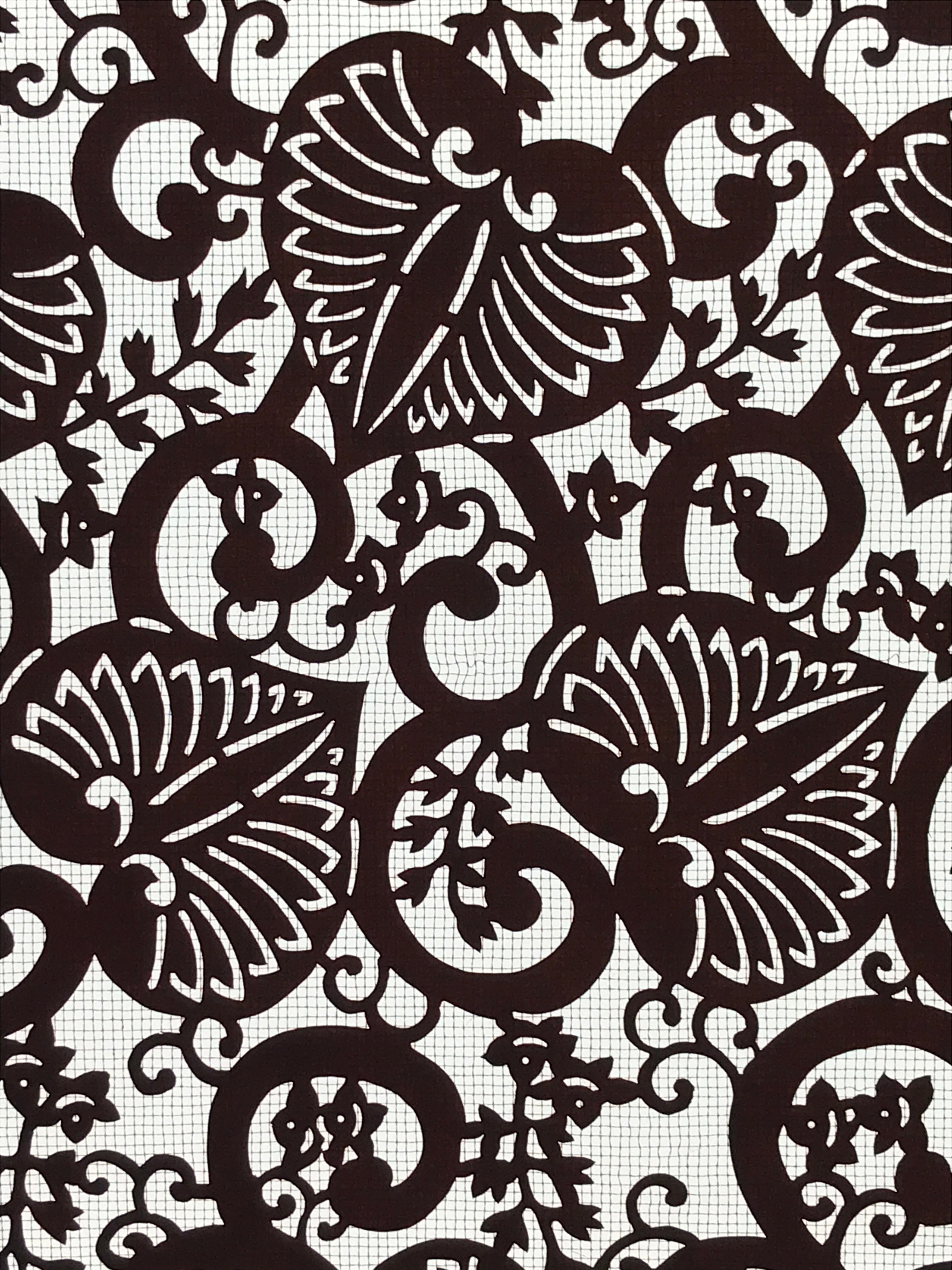 Antique Japanese Katagami Kimono Stencil Karakusa Anthurium Flower 4Y497