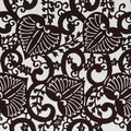 Antique Japanese Katagami Kimono Stencil Karakusa Anthurium Flower 4Y497