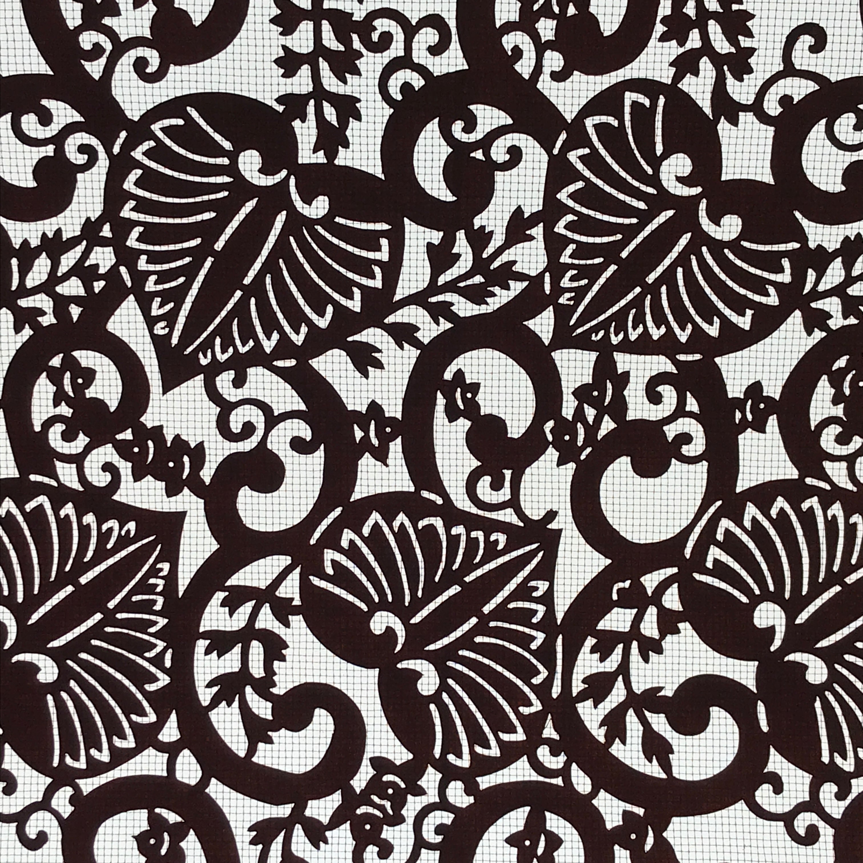 Antique Japanese Katagami Kimono Stencil Karakusa Anthurium Flower 4Y497