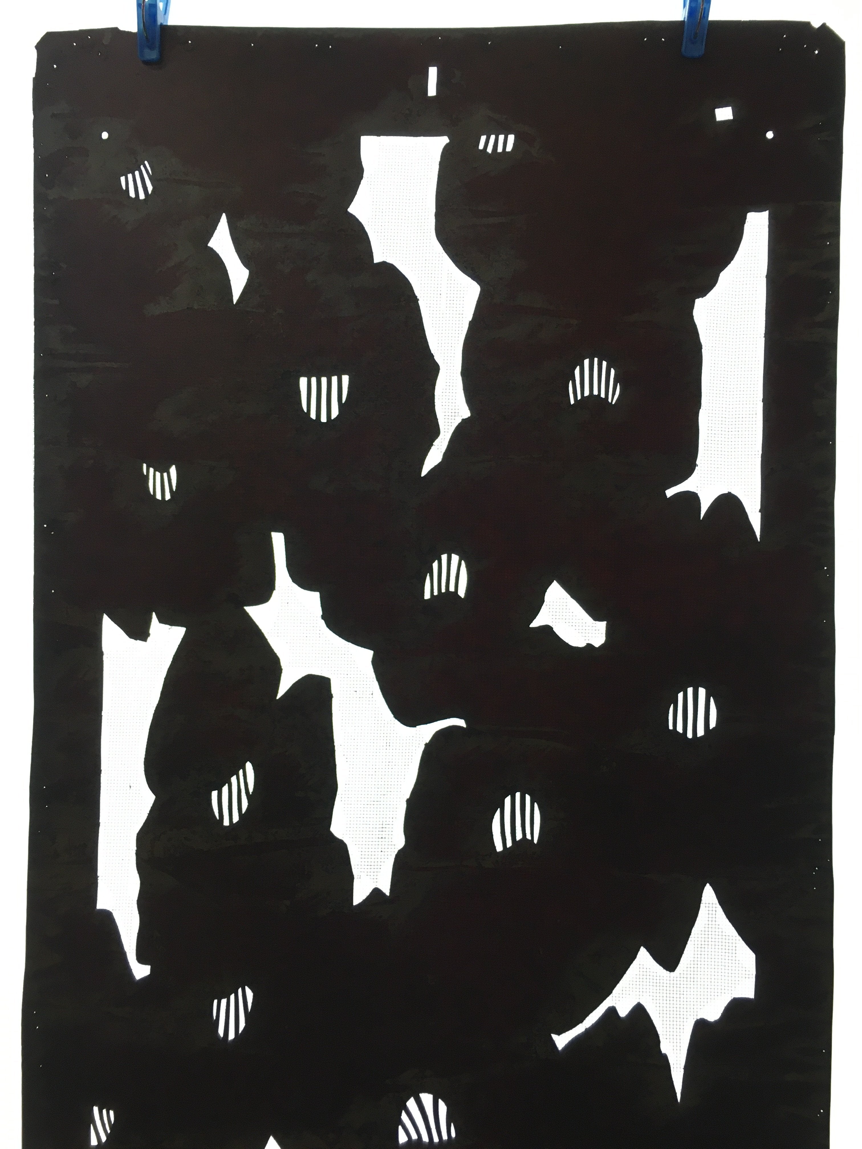 Antique Japanese Katagami Kimono Stencil Katazome Abstract C757