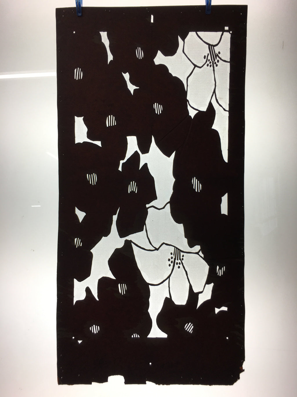 Antique Japanese Katagami Kimono Stencil Katazome Abstract Flower C758