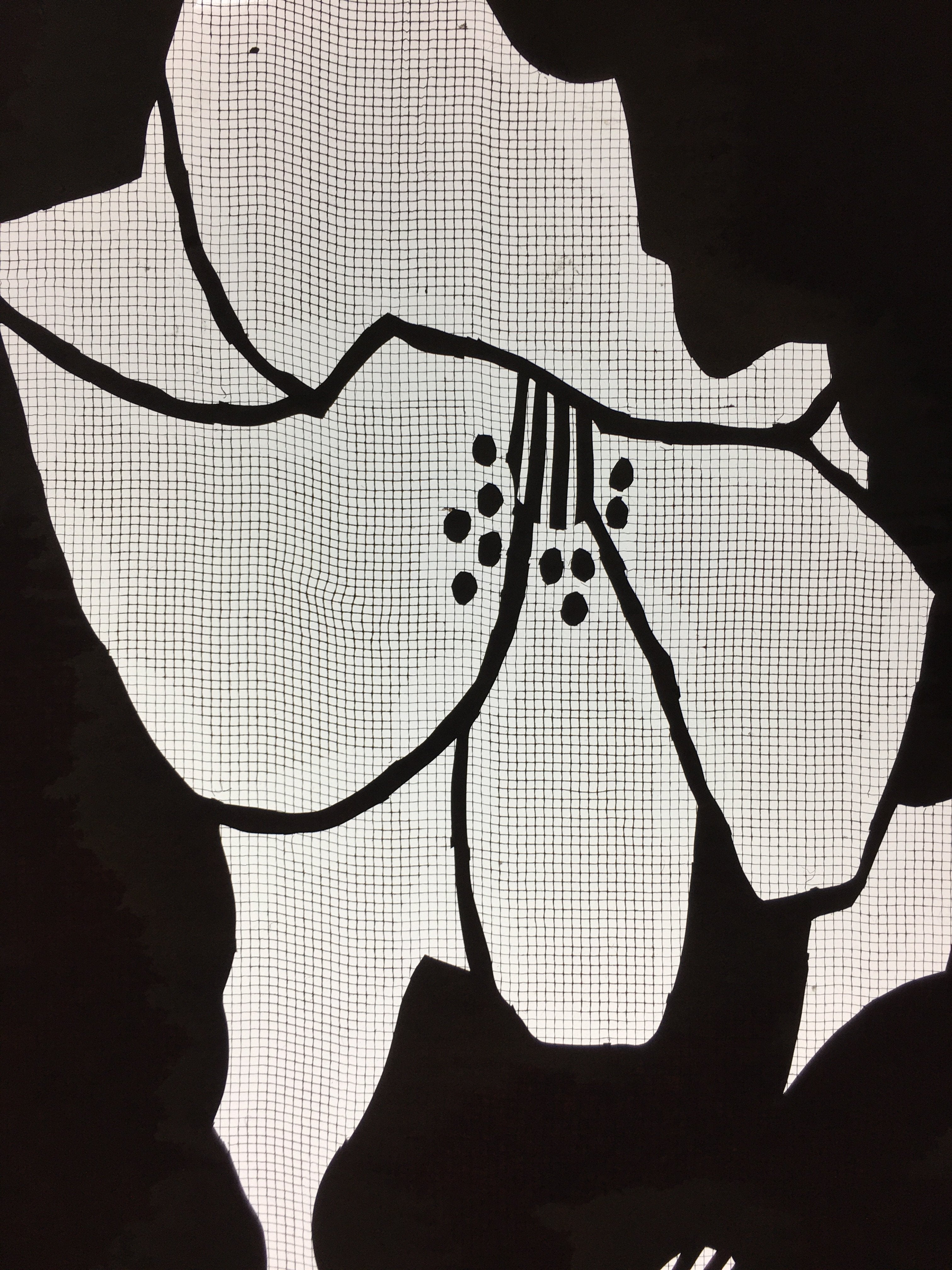 Antique Japanese Katagami Kimono Stencil Katazome Abstract Flower C758