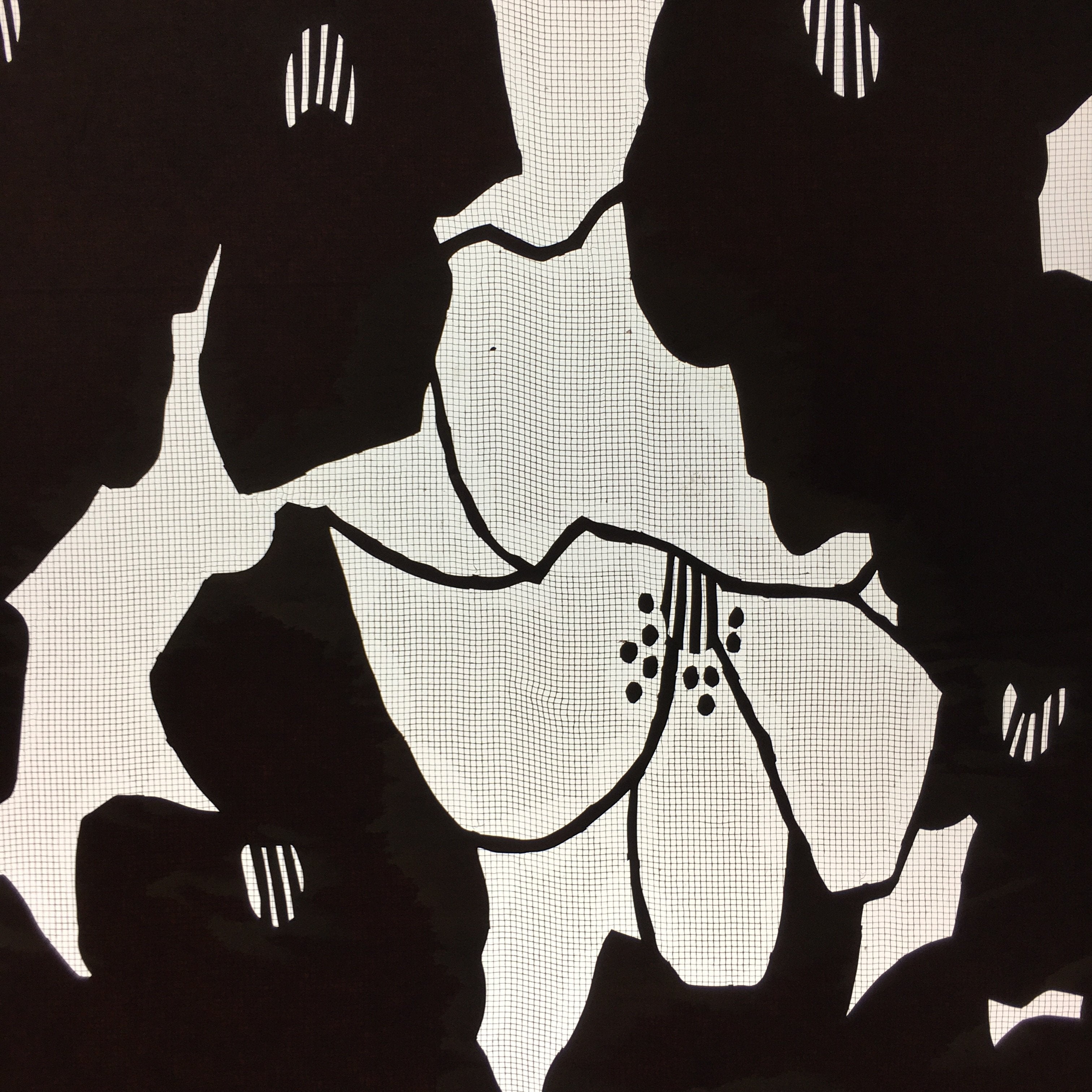 Antique Japanese Katagami Kimono Stencil Katazome Abstract Flower C758